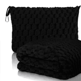 Tlanket- Clip On Travel Pillow (Color: black)
