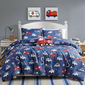 Fire Turck 4PC COMFORTER SET (size: Full/Queen)