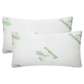 2Pcs Bamboo Memory Foam Pillow Hypoallergenic Bed Pillow For Head Neck Rest Sleeping Shredded Pillow Washable Cover Queen Size Pillow (Option: 2Pcs-QueenSize)